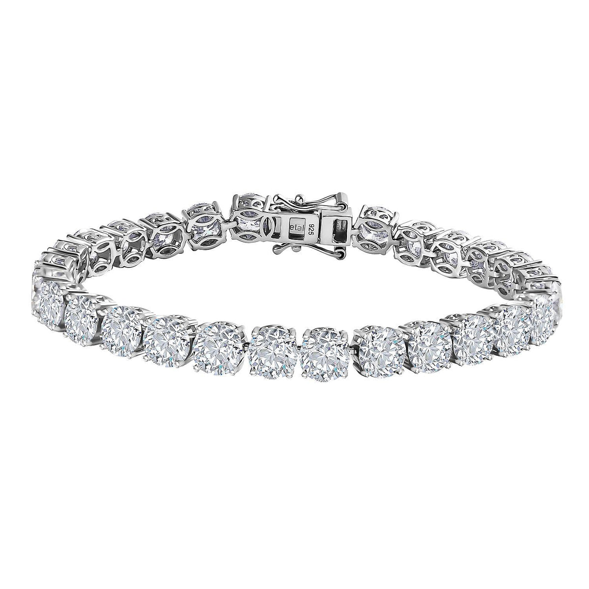 Moissanite Statement Bracelet in Platinum Overlay Sterling Silver 17.93 ct, Silver Wt. 12.11 Gms 17.928 Ct. 7640336 0