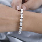 Moissanite Tennis Bracelet (Size 7) in Platinum Overlay Sterling Silver 17.93 Ct, Silver Wt. 13.36 Gms