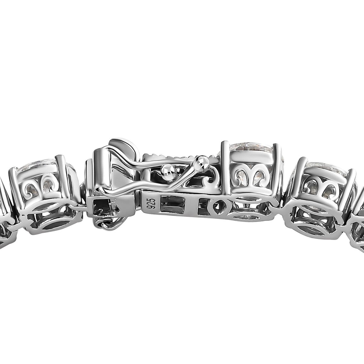 Moissanite Statement Bracelet in Platinum Overlay Sterling Silver 17.93 ct, Silver Wt. 12.11 Gms 17.928 Ct. 7640336 4
