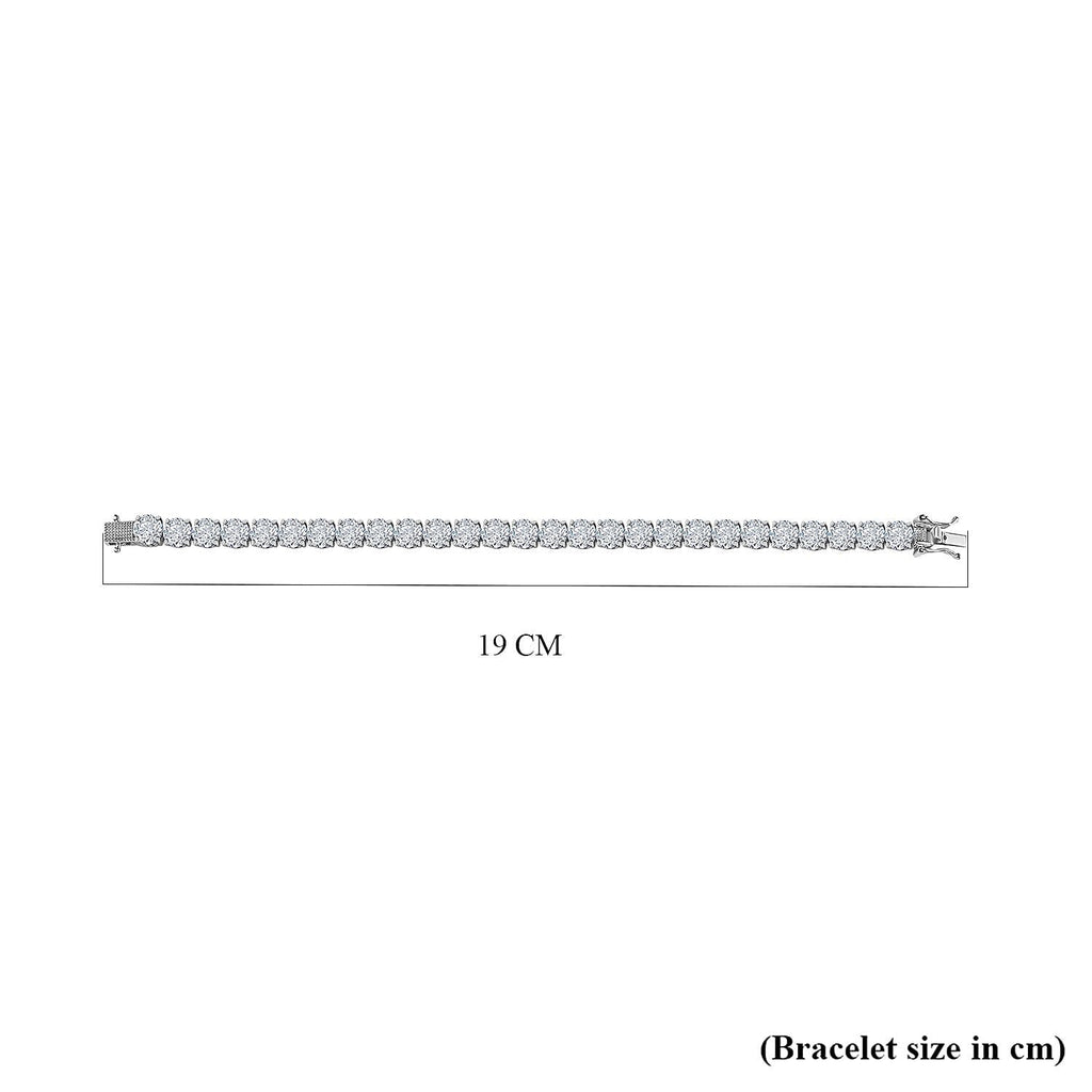 Moissanite Tennis Bracelet (Size 7) in Platinum Overlay Sterling Silver 17.93 Ct, Silver Wt. 13.36 Gms