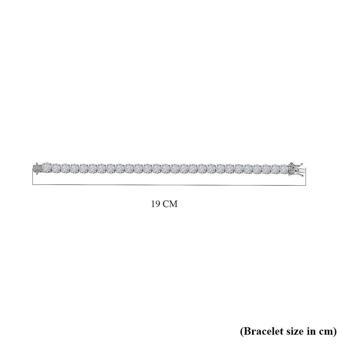 Moissanite Statement Bracelet in Platinum Overlay Sterling Silver 17.93 ct, Silver Wt. 12.11 Gms 17.928 Ct. 7640336 5