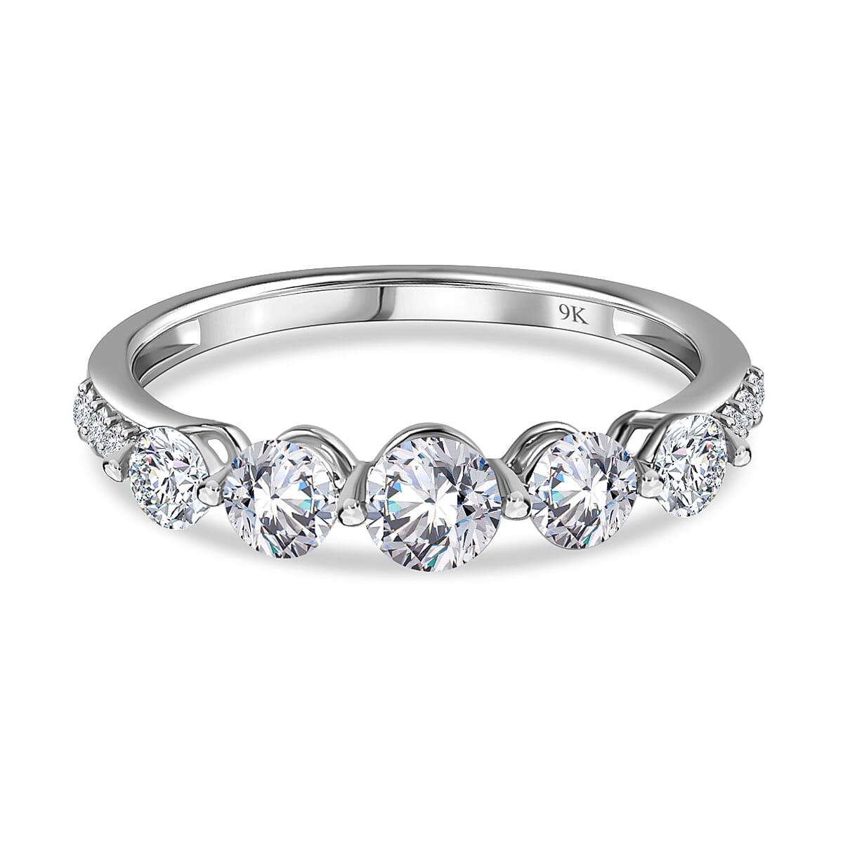 9K White Gold Moissanite Half Eternity Ring 7643384 0