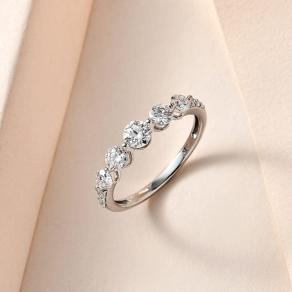 9K White Gold Moissanite Half Eternity Ring