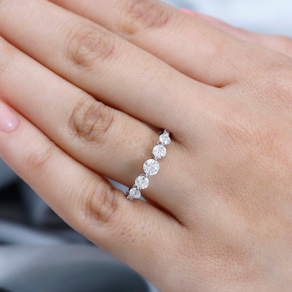 9K White Gold Moissanite Half Eternity Ring