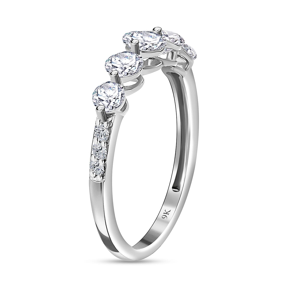 9K White Gold Moissanite Half Eternity Ring 7643384 4