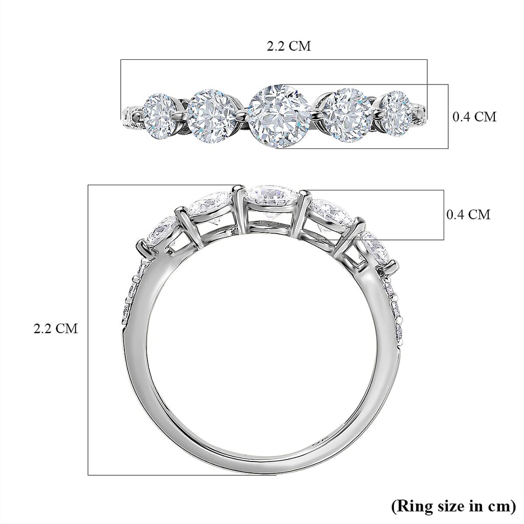 9K White Gold Moissanite Half Eternity Ring