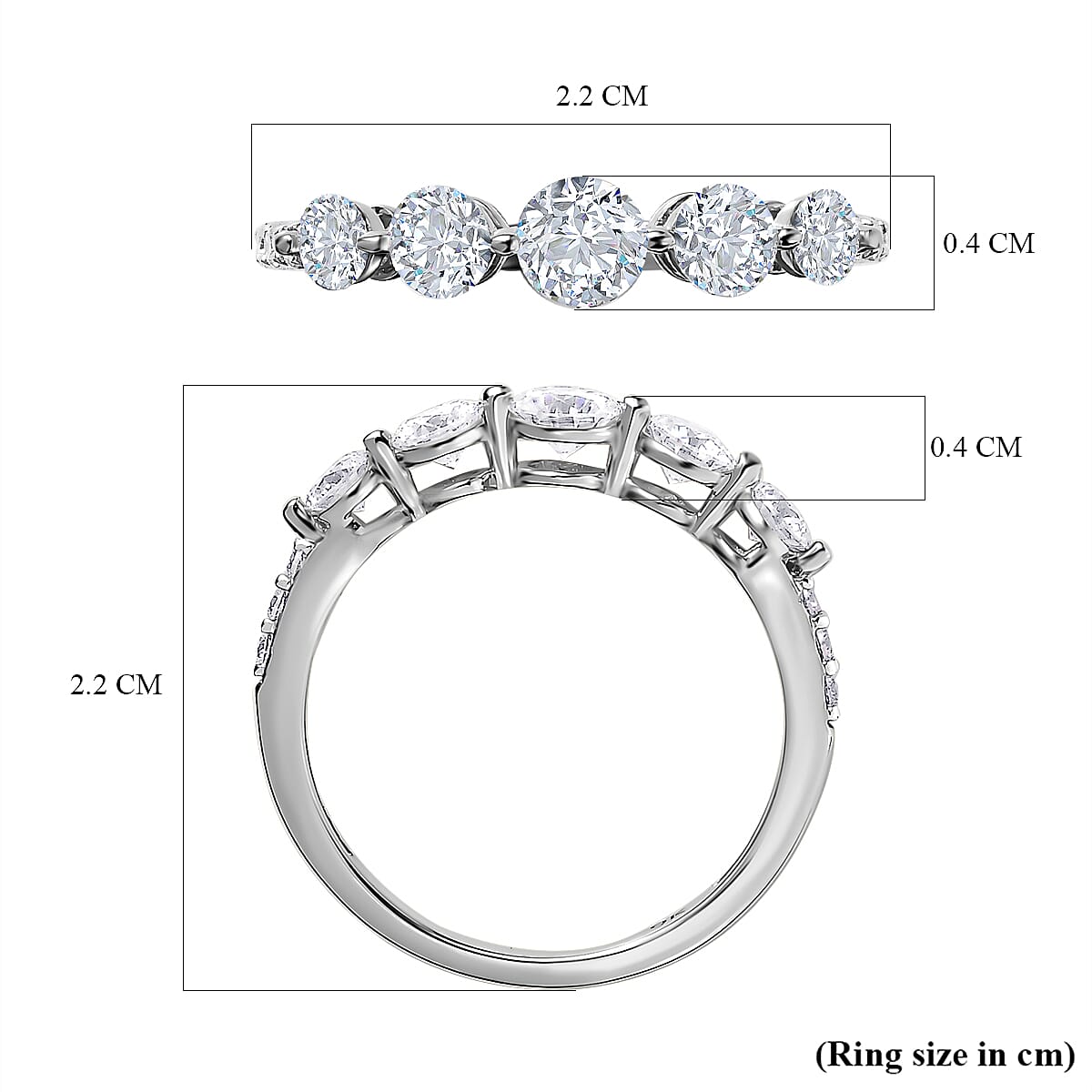 9K White Gold Moissanite Half Eternity Ring 7643384 6