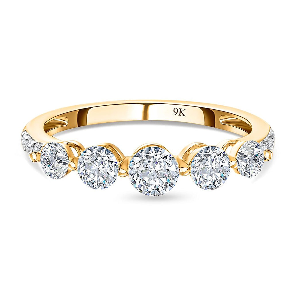9K Yellow Gold Moissanite Half Eternity Ring