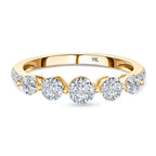 9K Yellow Gold Moissanite Half Eternity Ring
