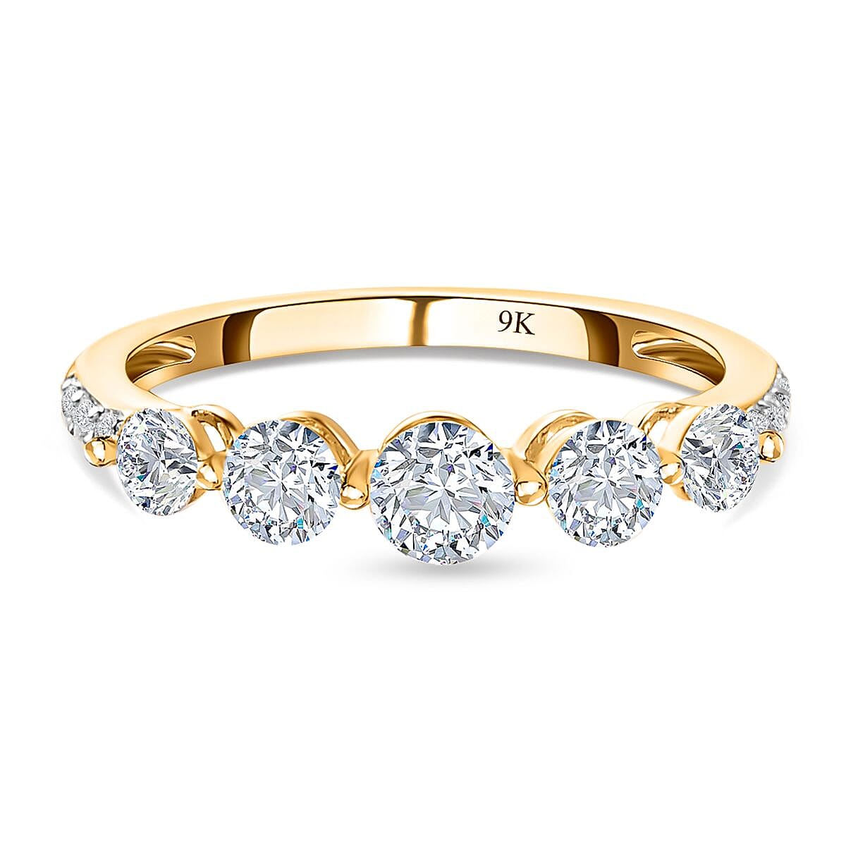 9K Yellow Gold Moissanite Half Eternity Ring 7643400 0