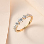9K Yellow Gold Moissanite Half Eternity Ring