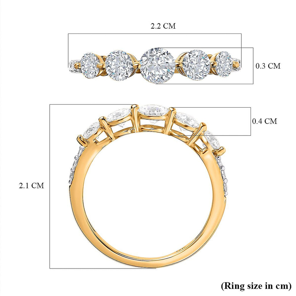 9K Yellow Gold Moissanite Half Eternity Ring