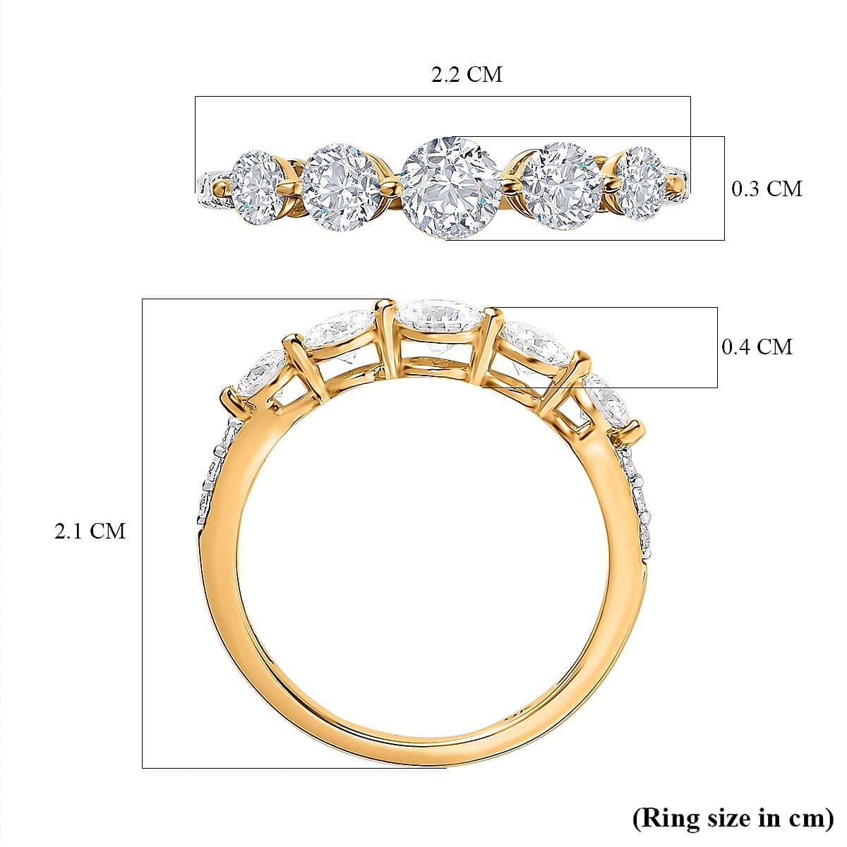 9K Yellow Gold Moissanite Half Eternity Ring 7643400 5