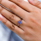 Valentines Special 9K White Gold AA Tanzanite & Pink Tourmaline Ring
