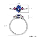 Valentines Special 9K White Gold AA Tanzanite & Pink Tourmaline Ring