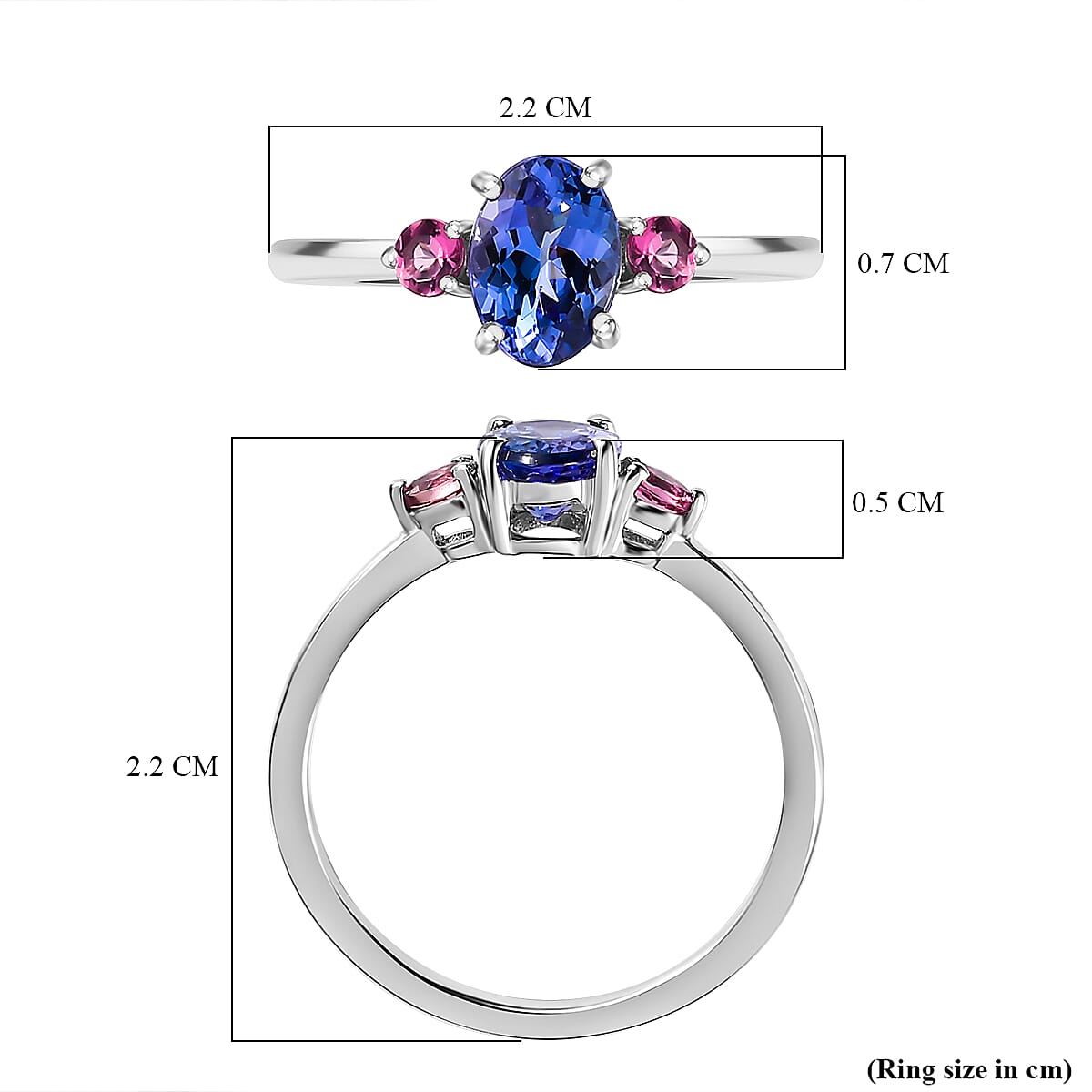 9K White Gold AA Tanzanite &amp; Pink Tourmaline Ring 7643572 5