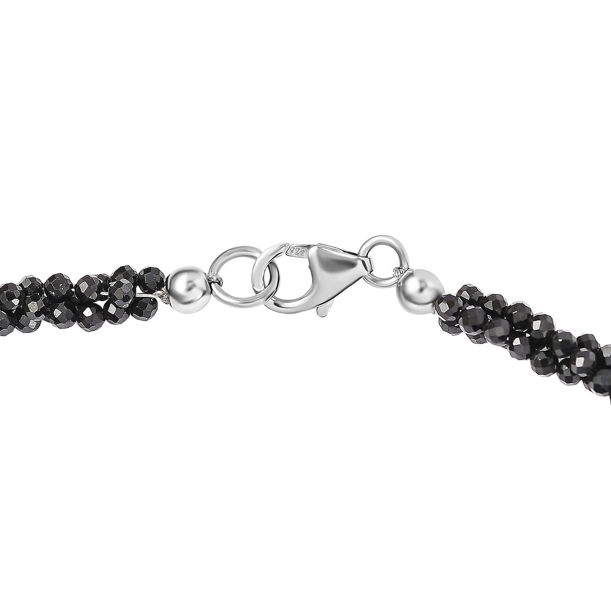 Black Spinel Beads Necklace (Size - 20) in Rhodium Overlay Sterling Silver 87.00 ct 87.000 Ct. 7644369 3