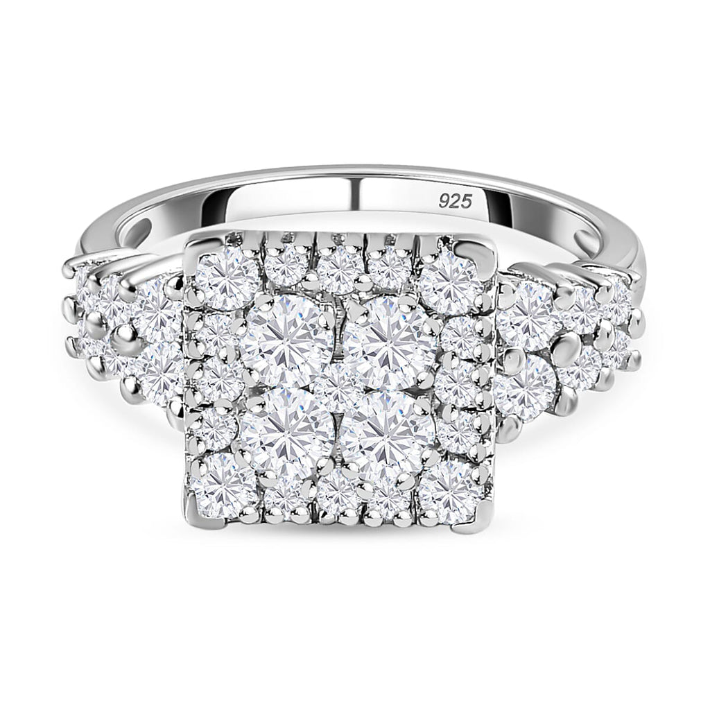 NY Closeout - Finest Zirconia Cocktail Ring in Platinum Overlay Sterling Silver 3.75 Ct