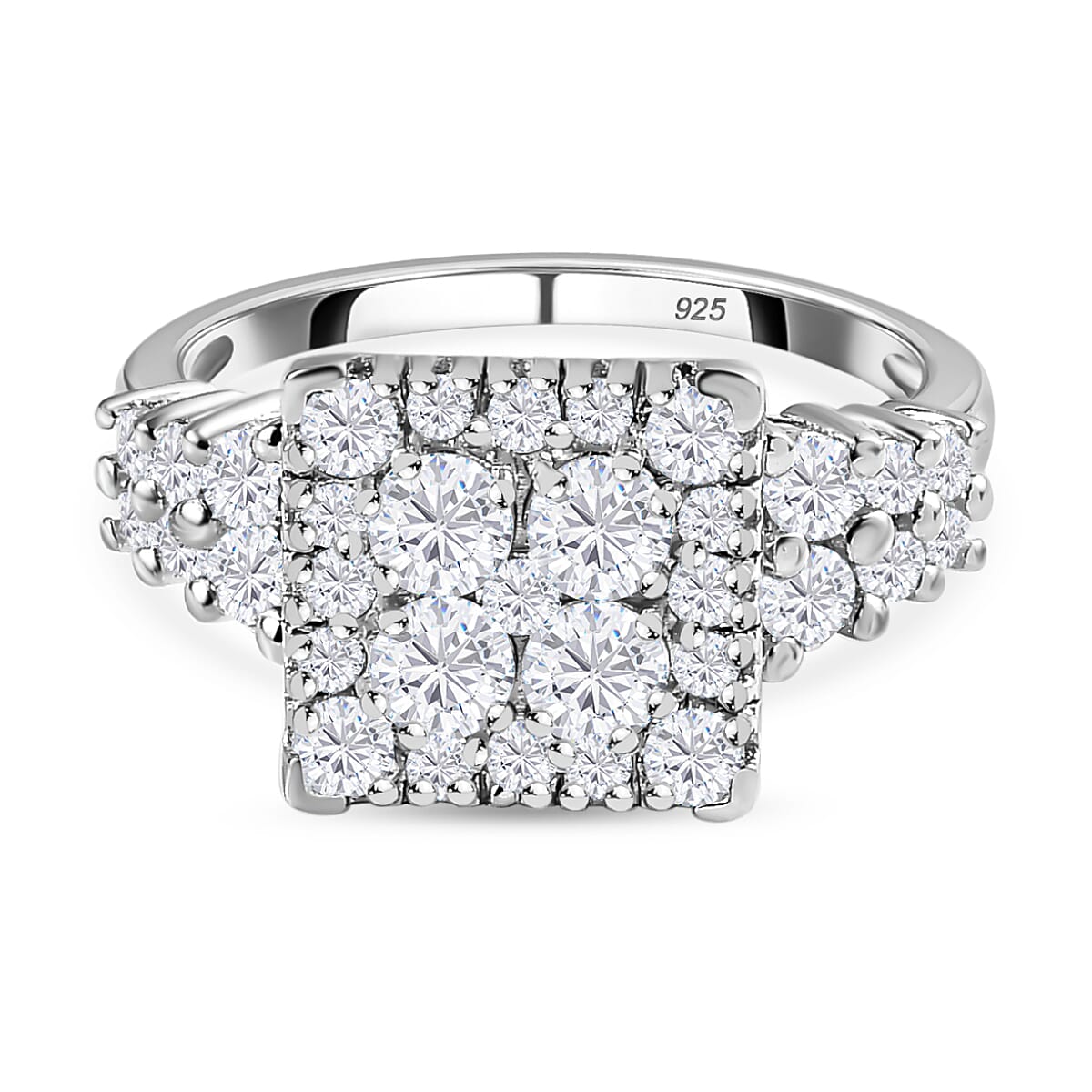 NY Closeout - Finest Zirconia Cocktail Ring in Platinum Overlay Sterling Silver 3.75 Ct 7644644 0