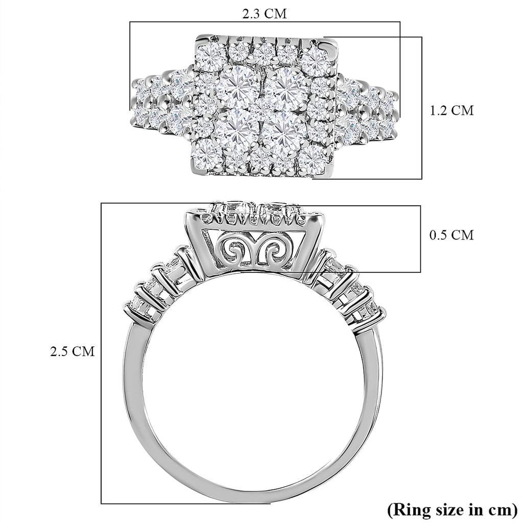 NY Closeout - Finest Zirconia Cocktail Ring in Platinum Overlay Sterling Silver 3.75 Ct