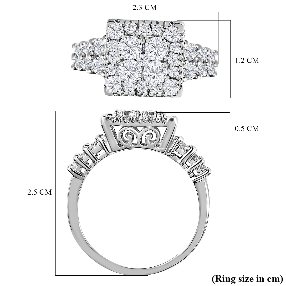 NY Closeout - Finest Zirconia Cocktail Ring in Platinum Overlay Sterling Silver 3.75 Ct 7644644 5