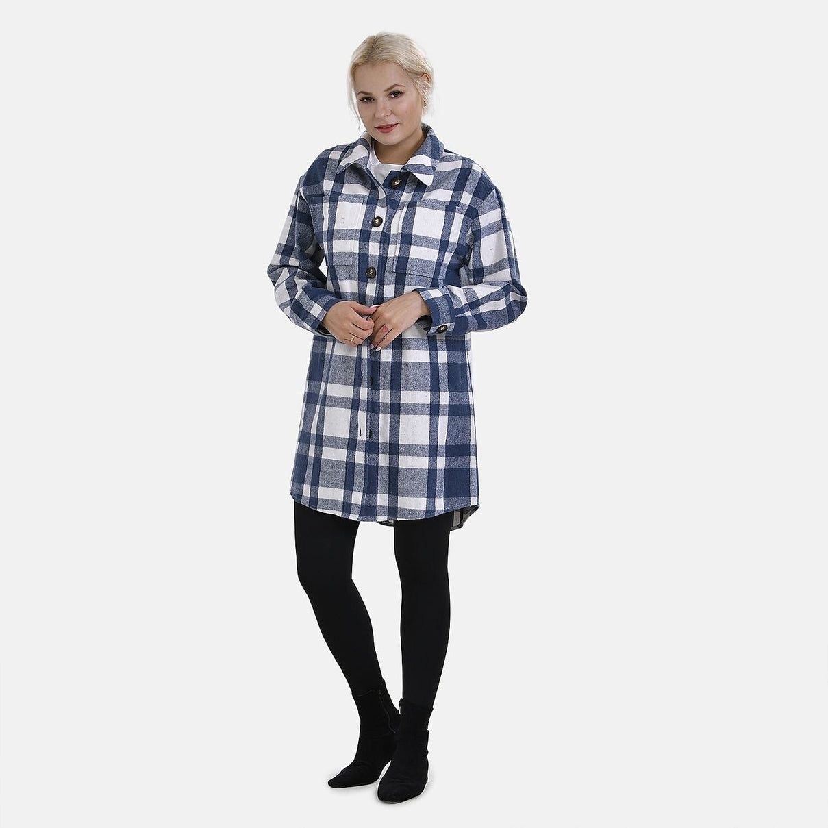 TAMSY Brushed Checked Long Length Shirt Coat 7645197 0