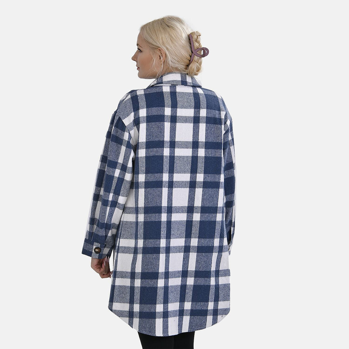TAMSY Brushed Checked Long Length Shirt Coat 7645197 1