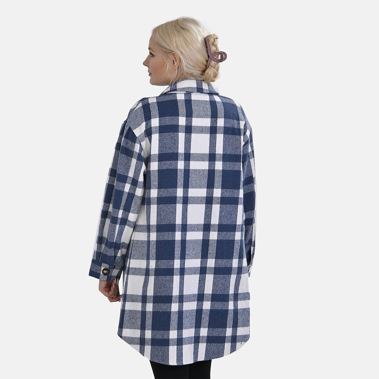 TAMSY Brushed Checked Long Length Shirt Coat 7645197 1