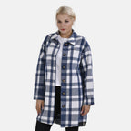 TAMSY Brushed Checked Long Length Shacket (Size L) - Blue
