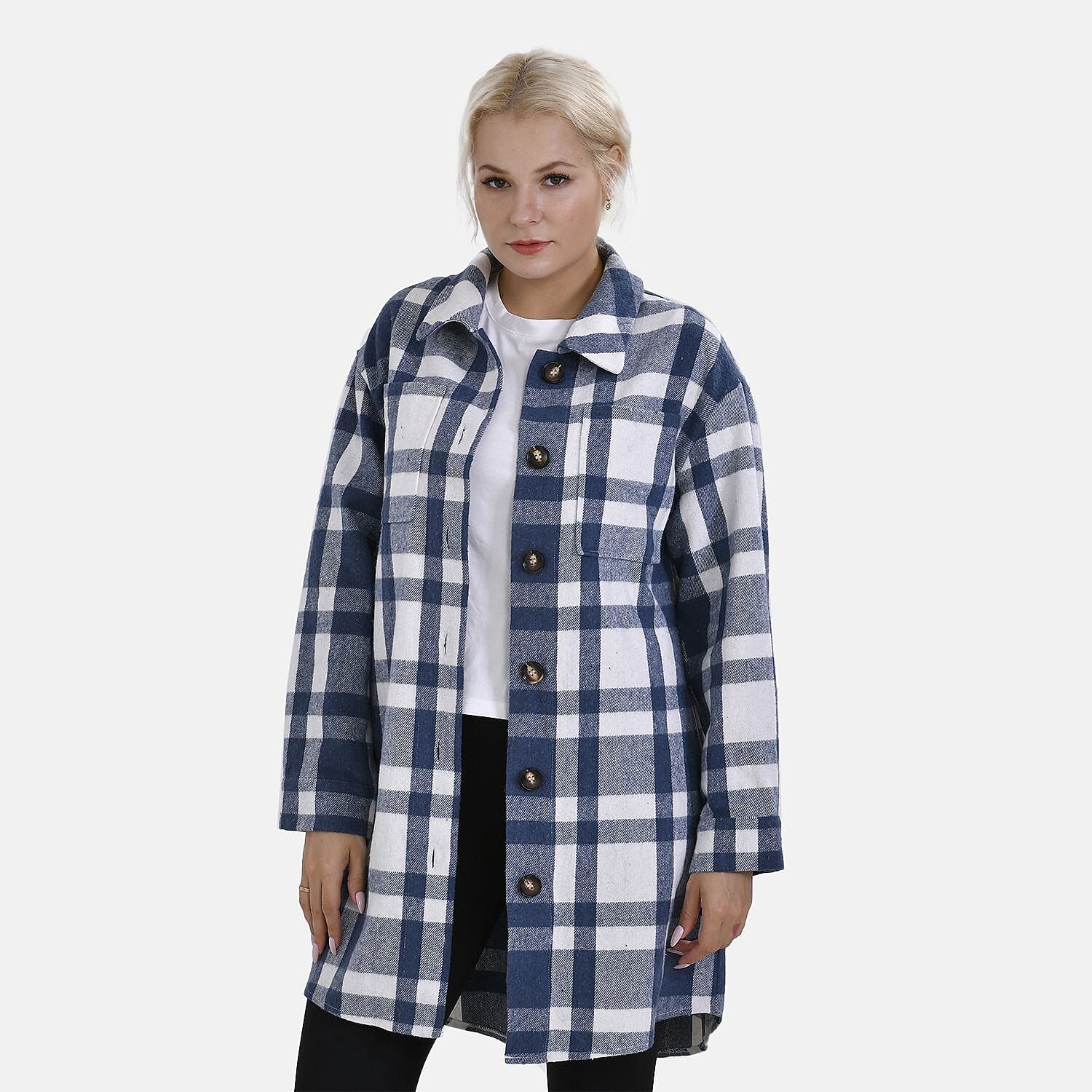 TAMSY Brushed Checked Long Length Shirt Coat 7645197 2