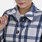 TAMSY Brushed Checked Long Length Shacket (Size L) - Blue