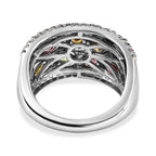 Multi-Tourmaline & Natural Zircon Band Ring in Platinum Overlay Sterling Silver 1.60 Ct, Silver Wt. 6.80 Gms