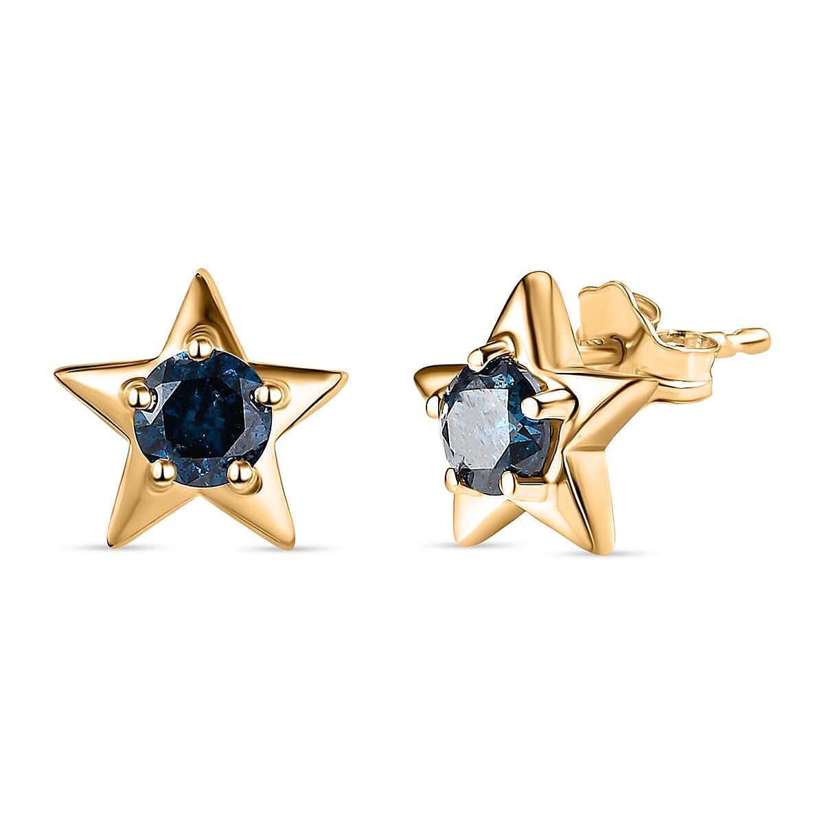 9K Yellow Gold Blue Diamond Stud Earring 0.50 ct 7646122 0