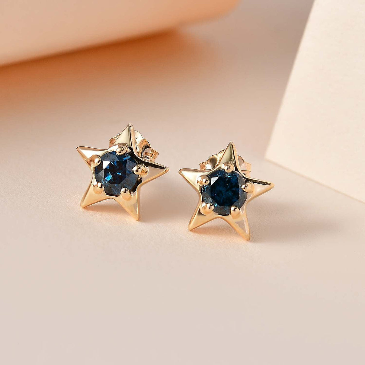 9K Yellow Gold Blue Diamond Stud Earring 0.50 ct 7646122 2