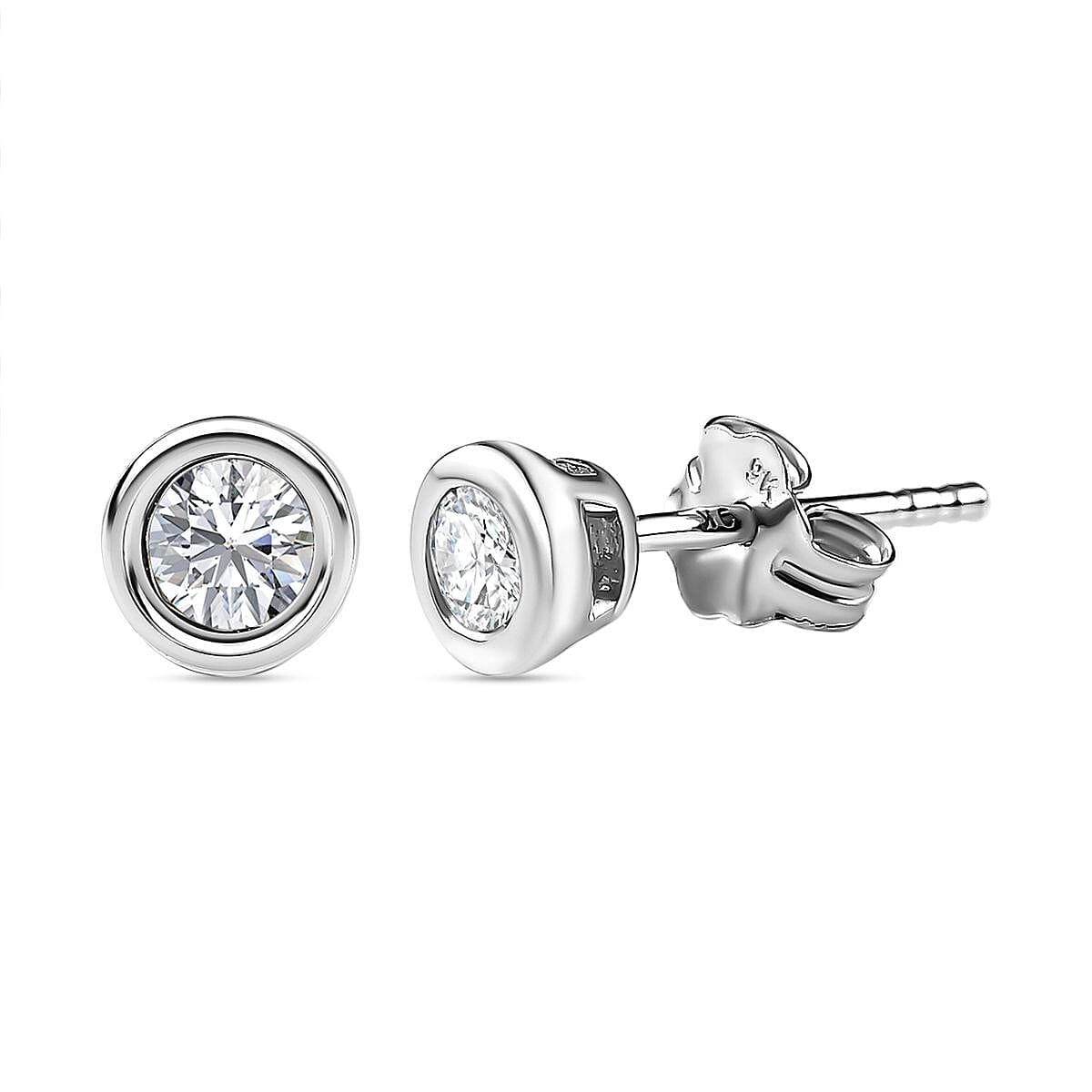 9K White Gold Solitaire Diamond Earrings 0.21 Ct 7646633 0