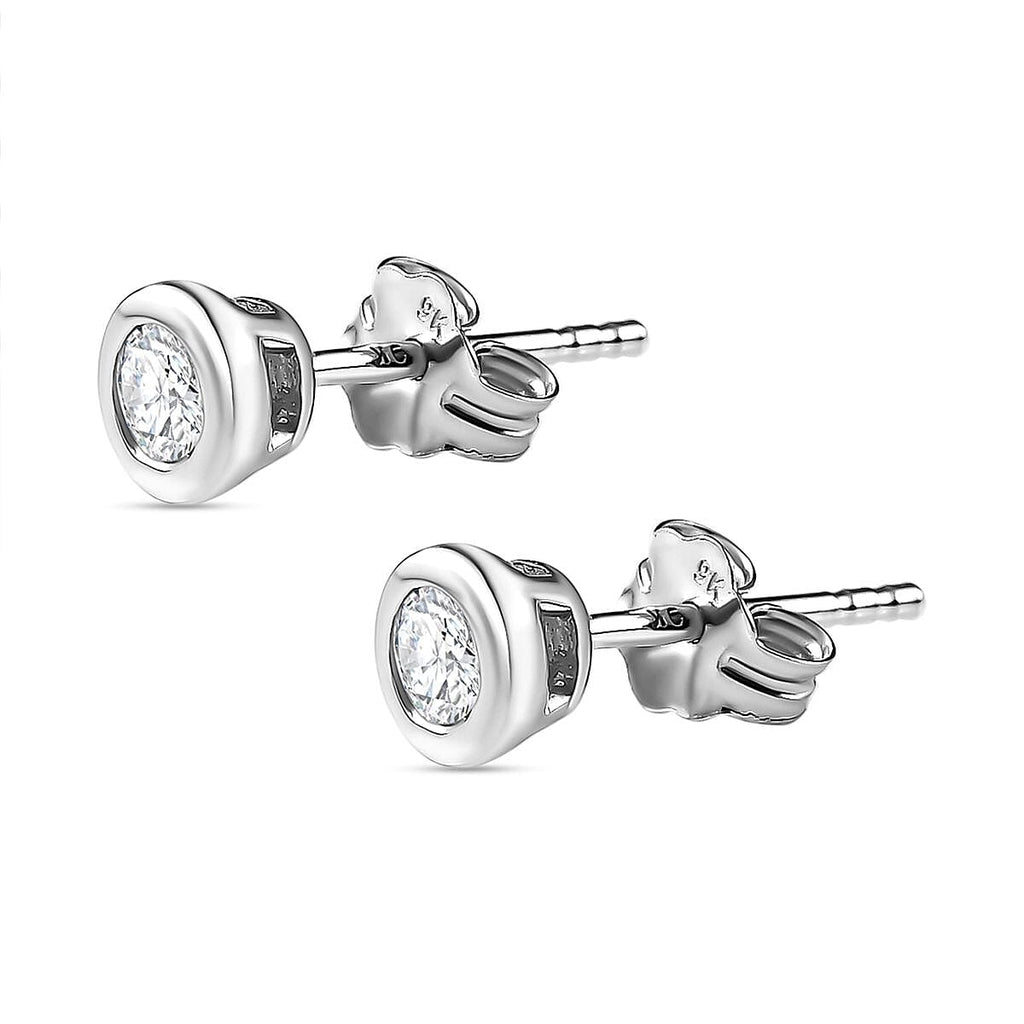 9K White Gold Solitaire I3-G-H Diamond Earrings 0.21 Ct.
