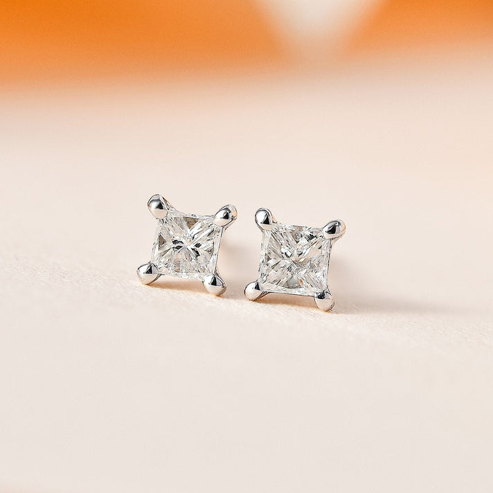 9K White Gold Solitaire Natural Diamond Stud Earrings 7646672 2