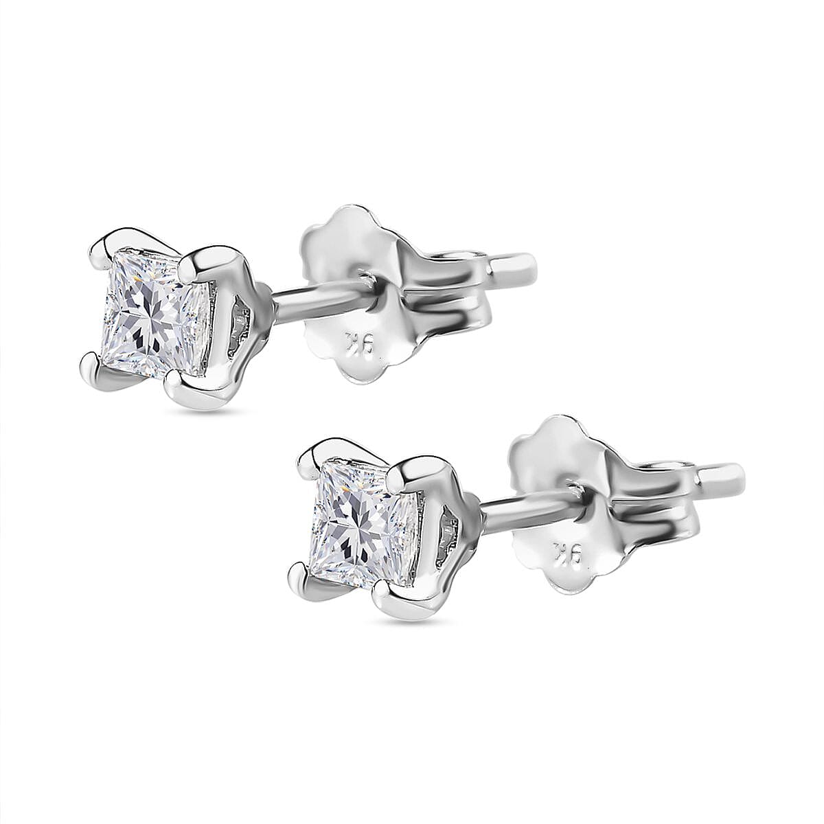 9K White Gold Solitaire Natural Diamond Stud Earrings 7646672 4