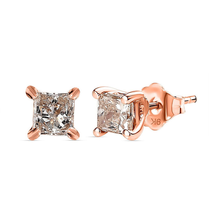 9K White Gold Solitaire Natural Diamond Stud Earrings 7646672 1