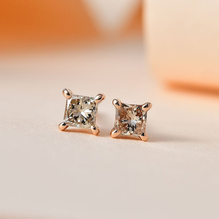 9K White Gold Solitaire Natural Diamond Stud Earrings 7646672 2