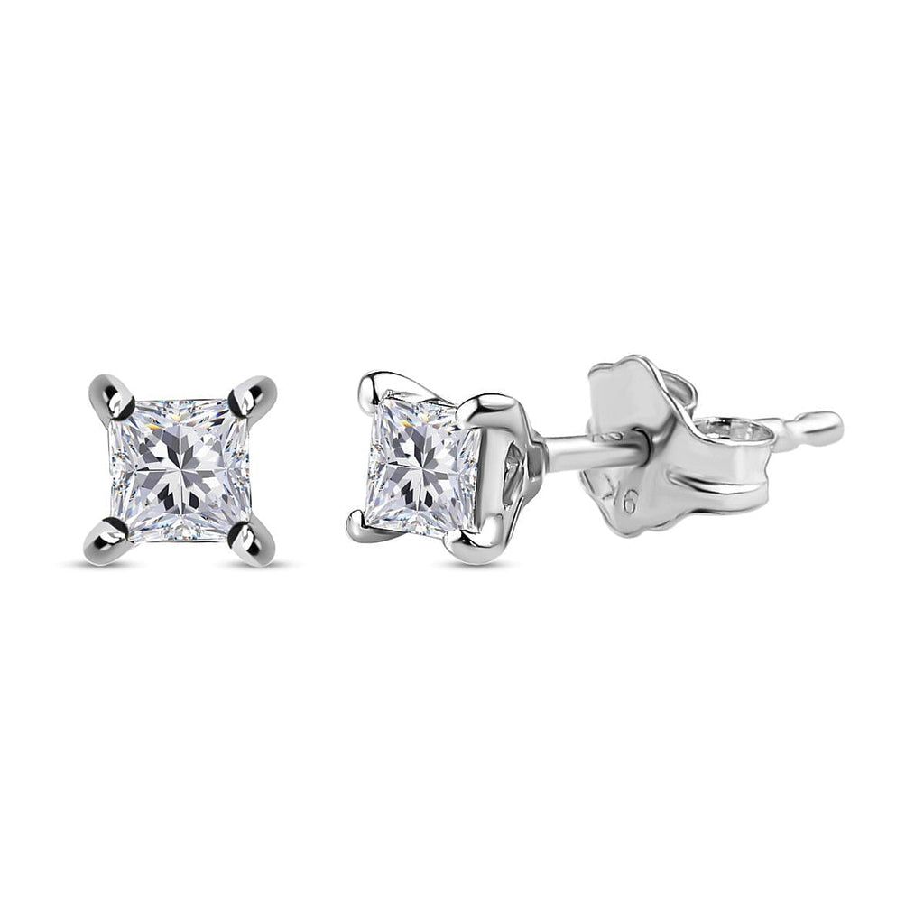 Royal Bali Collection - 9K White Gold Solitaire SGL Certified I3-G-H Diamond Earrings with Push Back 0.25 Ct