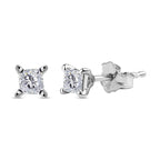 Royal Bali Collection - 9K White Gold Solitaire SGL Certified I3-G-H Diamond Earrings with Push Back 0.25 Ct