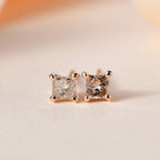 Royal Bali Collection - 9K Rose Gold SGL Certified Champagne Diamond Solitaire Stud Earrings with Push Back 0.25 Ct.