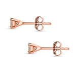 Royal Bali Collection - 9K Rose Gold SGL Certified Champagne Diamond Solitaire Stud Earrings with Push Back 0.25 Ct.