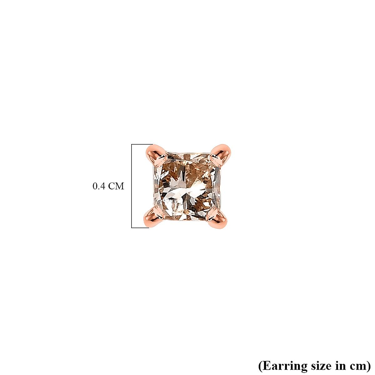 Natural Champagne Diamond Solitaire Stud Earrings in 9K Rose Gold (I3-G-H) 0.25 Ct. V32583065 6