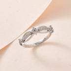Diamond Floral Wave Band Ring in Platinum Overlay Sterling Silver 0.34 Ct
