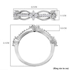 Diamond Floral Wave Band Ring in Platinum Overlay Sterling Silver 0.34 Ct