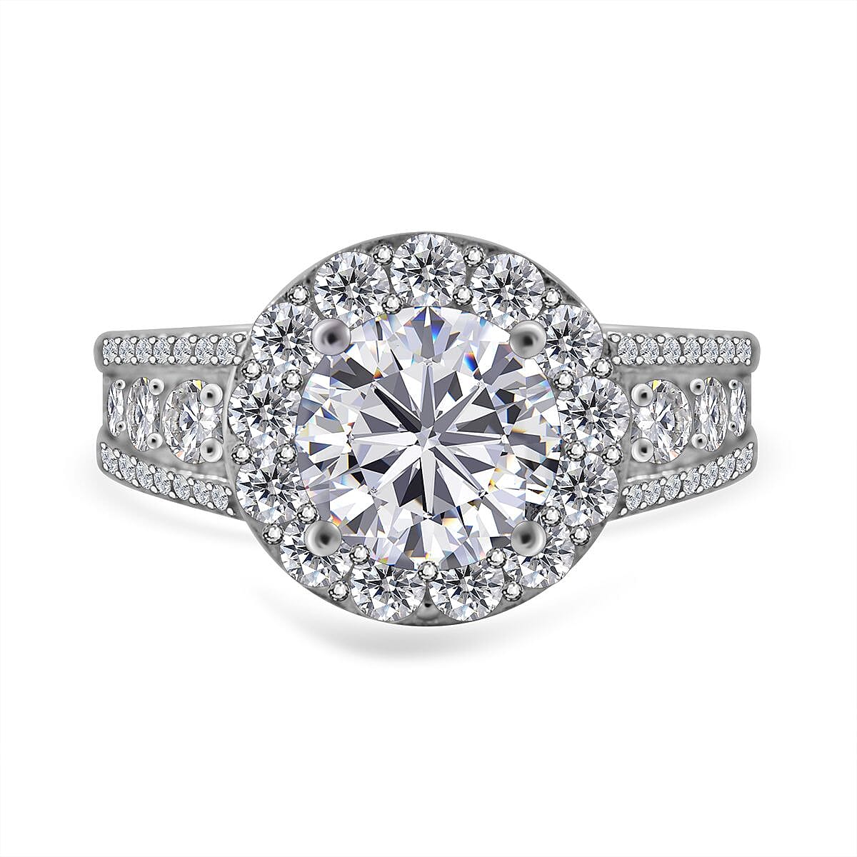 Cubic Zirconia Ring in Rhodium Overlay Sterling Silver 4.77 Ct, Silver Wt 5.00 GM 7647658 0