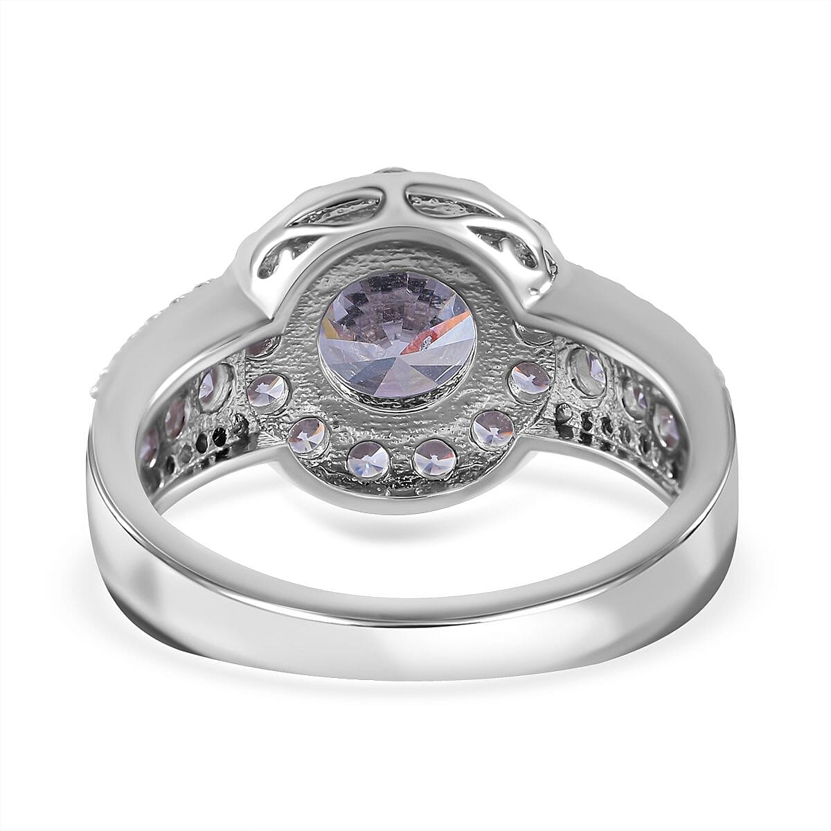 Cubic Zirconia Ring in Rhodium Overlay Sterling Silver 4.77 Ct, Silver Wt 5.00 GM 7647658 4