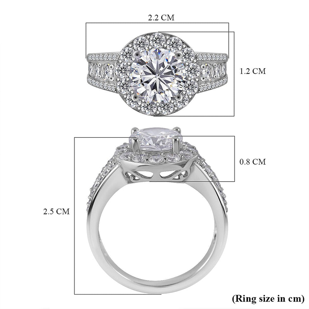 Cubic Zirconia Ring in Rhodium Overlay Sterling Silver 4.77 Ct, Silver Wt 5.00 GM